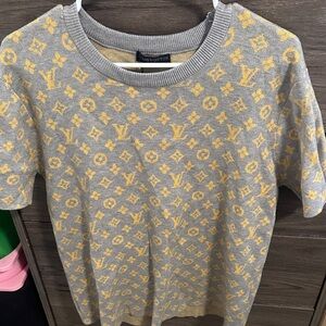 Yellow and Gray Monogram Top size L